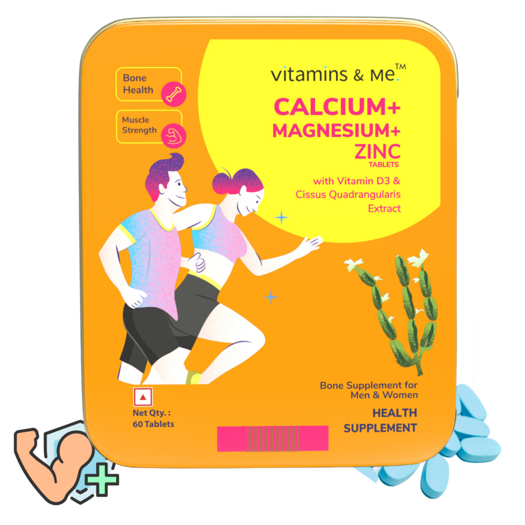 CALCIUM with MAGNEISUM, ZINC, VITAMIN D3 & CISSUS QUADRANGULARIS, 60 Tablets India's